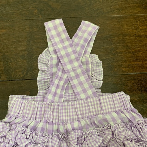 Vintage Baby Ruffle Bottom Romper Purple Gingham Sunsuit Floral Bon Jour - Picture 14 of 14